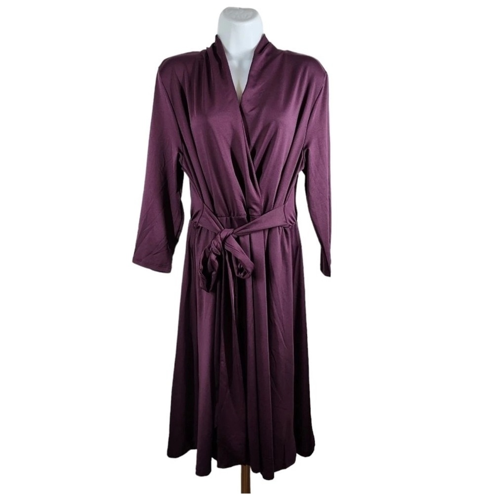 BYdesign PRESCOTT 3/4 SLEEVE FIT AND FLARE BELTED FAUX WRAP DRESS. Size L